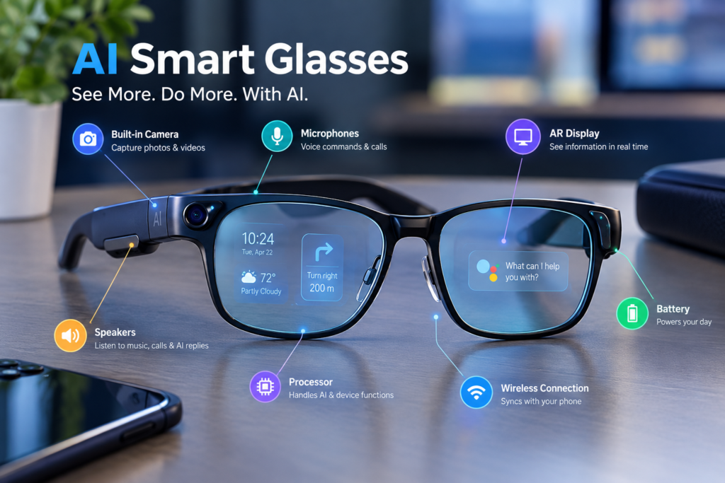 Black AI smart glasses